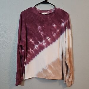 Easel Burgundy Tie-Dye Lightweight Sweatshirt, Womens Size Medium  Oversized